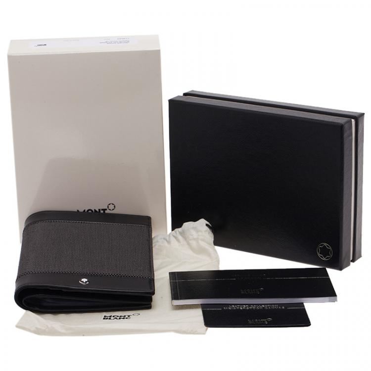 Pre Owned Montblanc Black Leather and Woven Jacquard Passport Holder