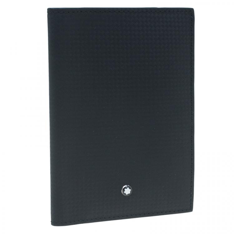 Pre Owned Montblanc Black Woven Effect Leather Passport Holder