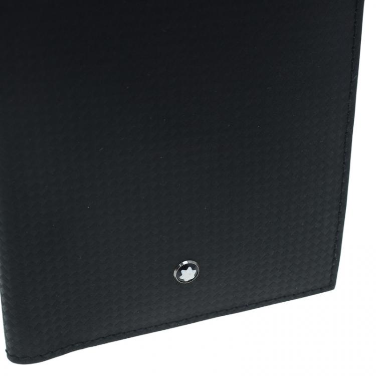 Pre Owned Montblanc Black Woven Effect Leather Passport Holder