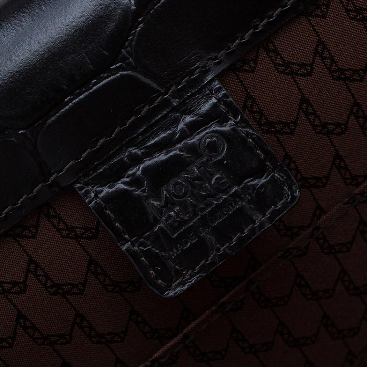 Pre Owned Montblanc Black Alligator Embossed Double Gusset Briefcase