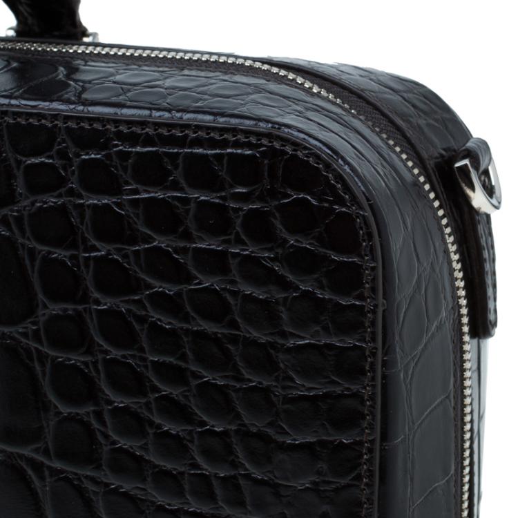 مملوكة مسبقًا Montblanc Black Croc Embossed Meisterstuck Briefcase