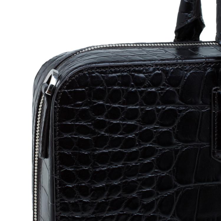 مملوكة مسبقًا Montblanc Black Croc Embossed Meisterstuck Briefcase