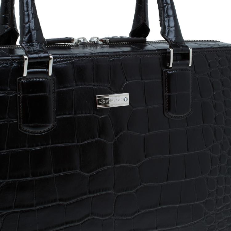 مملوكة مسبقًا Montblanc Black Croc Embossed Meisterstuck Briefcase