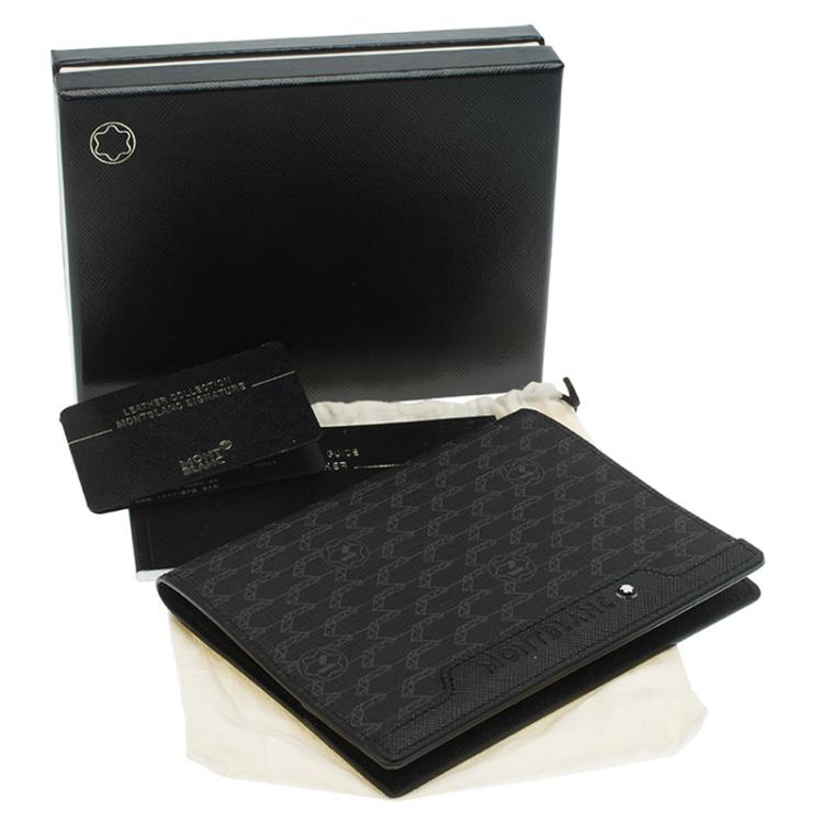 مملوكة مسبقًا Montblanc Black Signature Canvas and Leather Passport Holder 