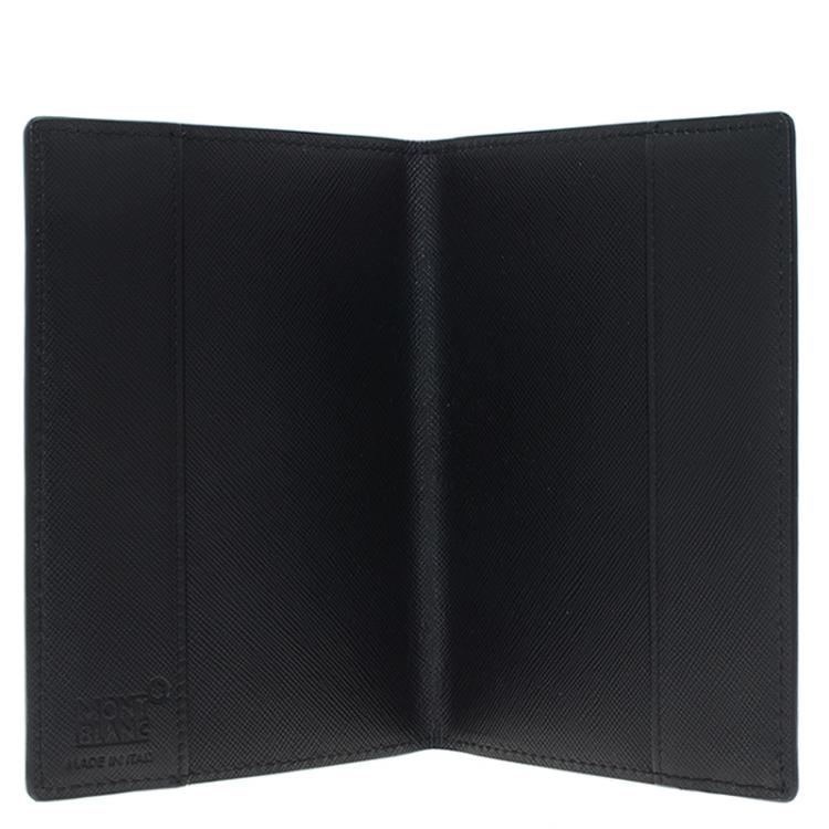 Pre Owned Montblanc Black Leather and Signature Canvas Passport Holder 