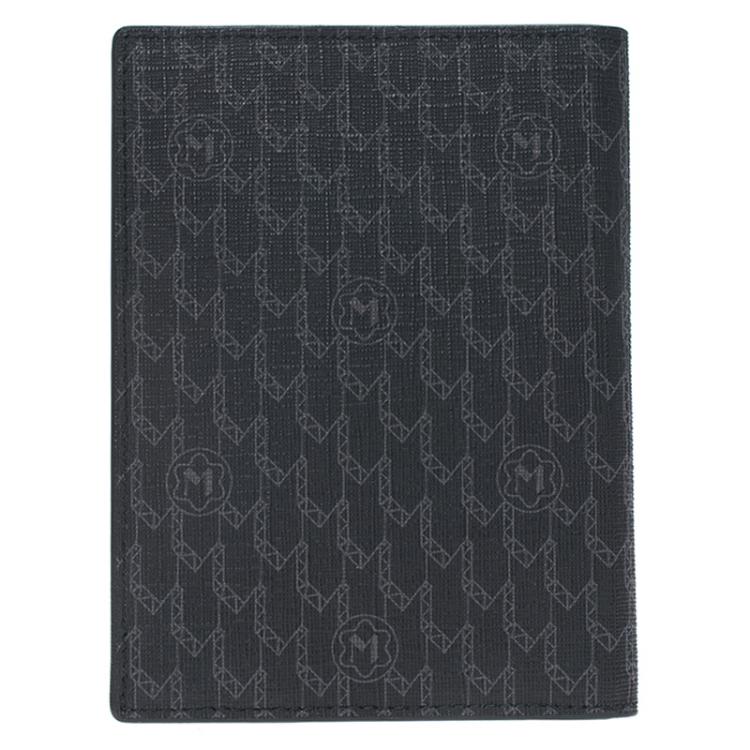 Pre Owned Montblanc Black Leather and Signature Canvas Passport Holder 