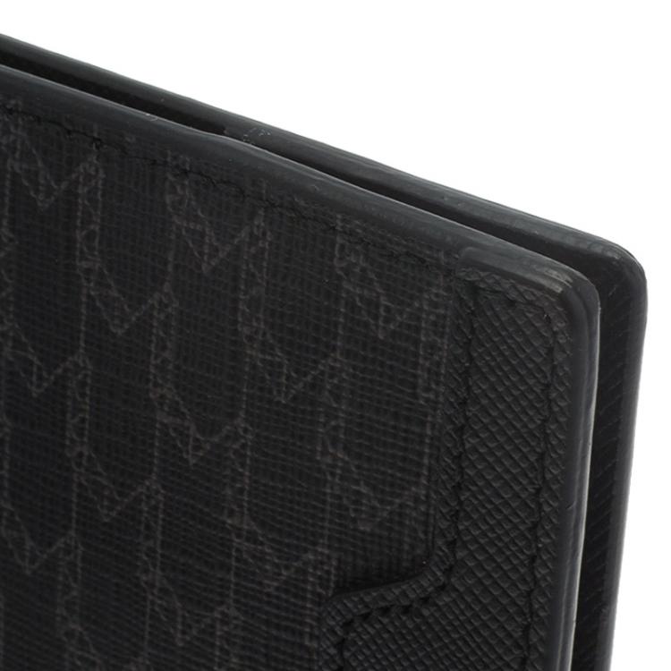 Pre Owned Montblanc Black Leather and Signature Canvas Passport Holder 