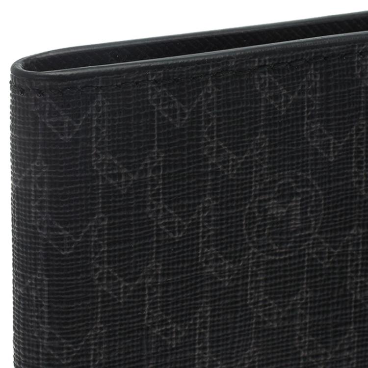 Pre Owned Montblanc Black Leather and Signature Canvas Passport Holder 