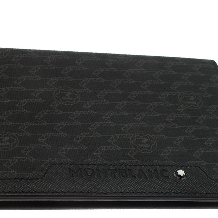 Pre Owned Montblanc Black Leather and Signature Canvas Passport Holder 