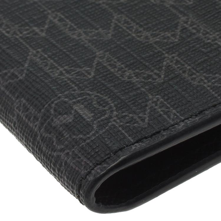 Pre Owned Montblanc Black Leather and Signature Canvas Passport Holder 