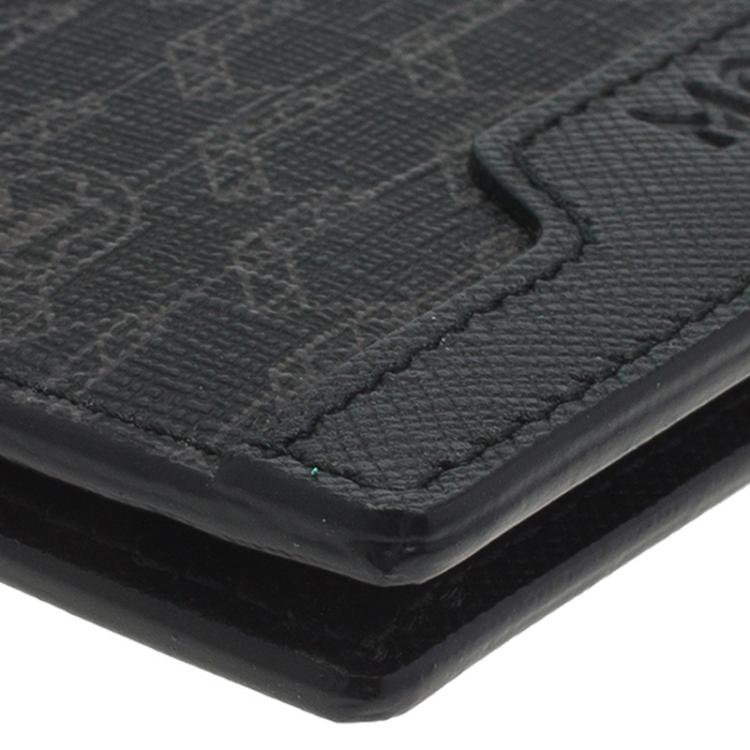 Pre Owned Montblanc Black Leather and Signature Canvas Passport Holder 