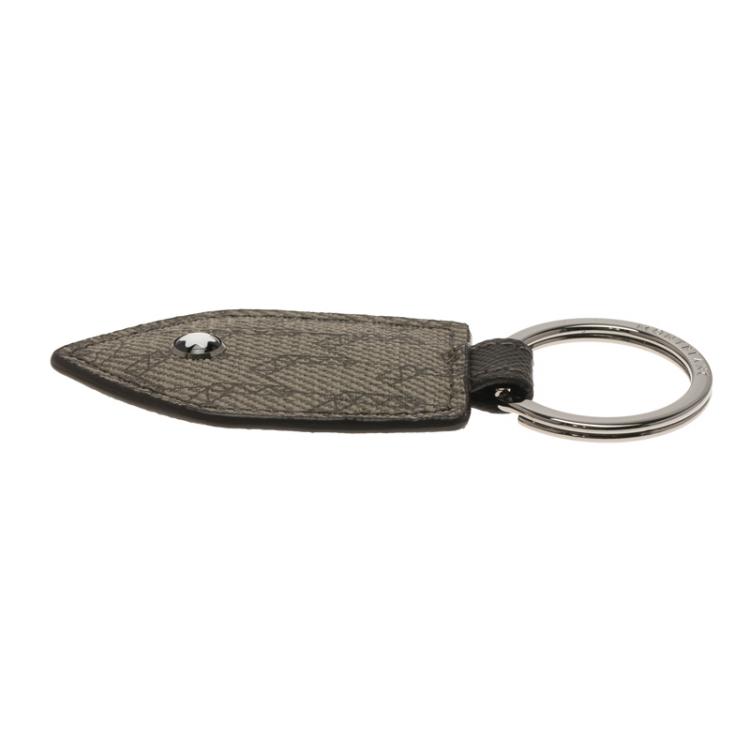 Pre Owned Montblanc Grey Printed Signature Leather Meisterstuck Keyring