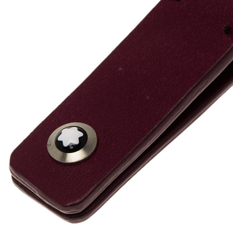 مملوكة مسبقًا Montblanc Violet Leather Key Fob 2 Split Rings Key Chain