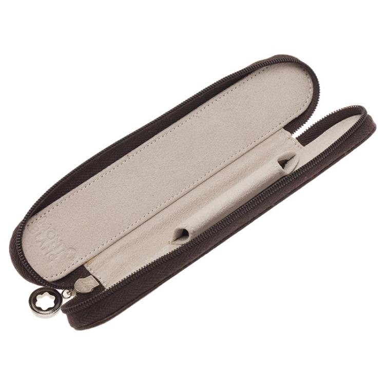 مملوكة مسبقًا Montblanc Brown Leather Meisterstuck Zip Pen Pouch