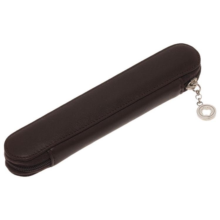 مملوكة مسبقًا Montblanc Brown Leather Meisterstuck Zip Pen Pouch