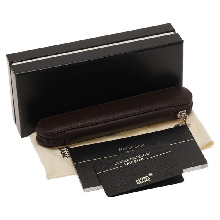 مملوكة مسبقًا Montblanc Brown Leather Meisterstuck Zip Pen Pouch