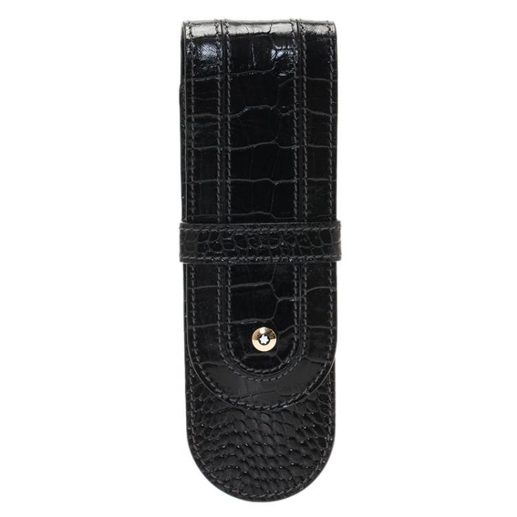 Pre Owned Montblanc Black Meisterstuck Leather Double-Pen Pouch