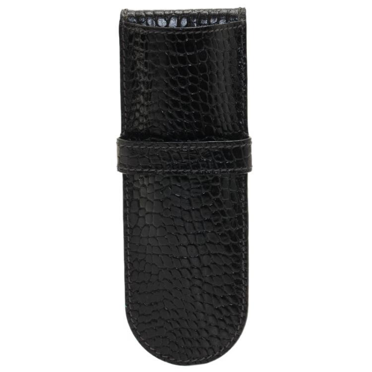 Pre Owned Montblanc Black Meisterstuck Leather Double-Pen Pouch