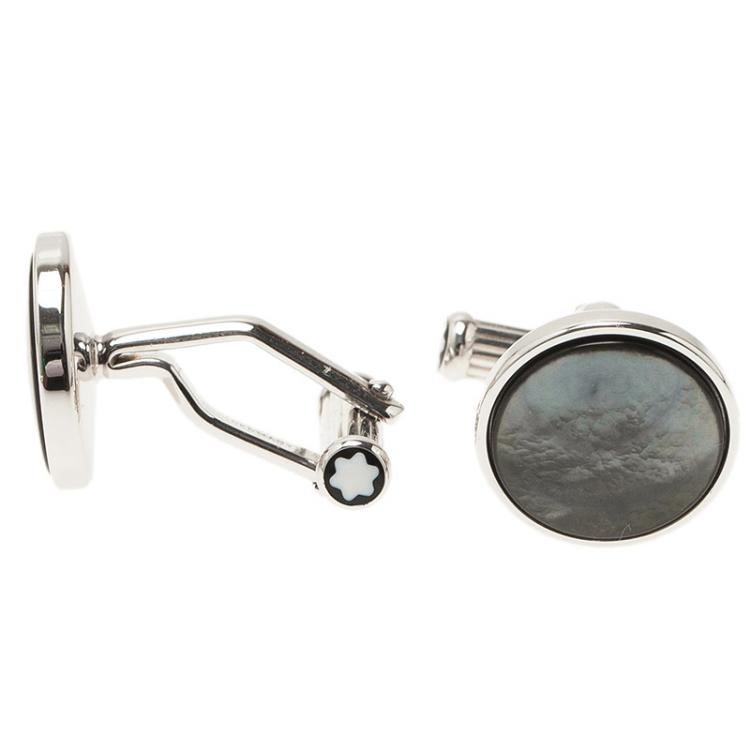 Pre Owned Montblanc Black Stainless Steel Contemporary Cuffkinks