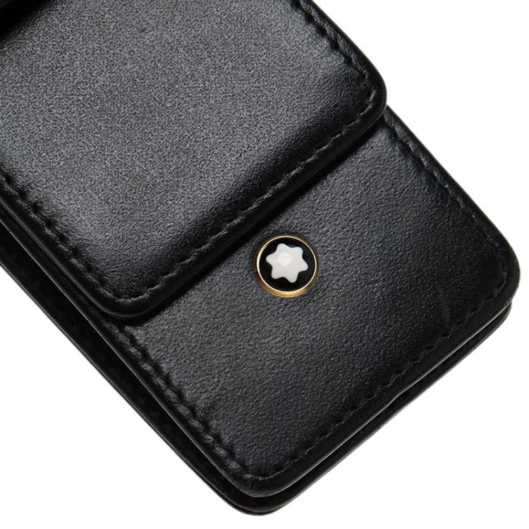 مملوكة مسبقًا Montblanc Black Meisterstuck Leather Double-Pen Pouch