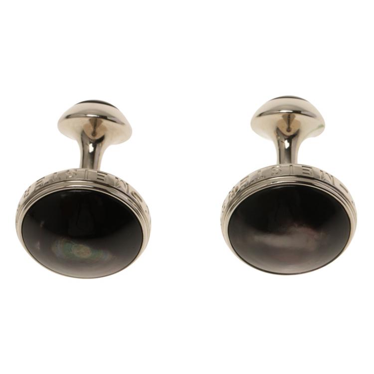 Pre Owned Montblanc Meisterstuck Black Mother Of Pearl Stainless Steel Men's Cufflinks