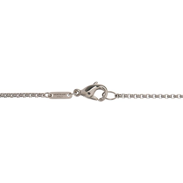 Pre Owned Montblanc Men's Monograin Collection Leather Inlay Tag Steel Pendant Necklace