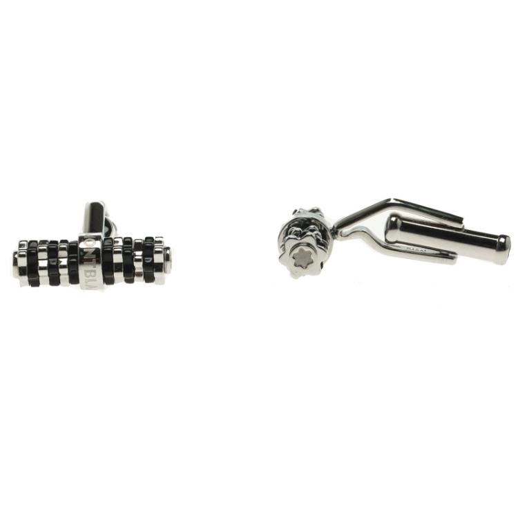 Pre Owned Montblanc Black  Stainless Steel Resin Star Cufflinks