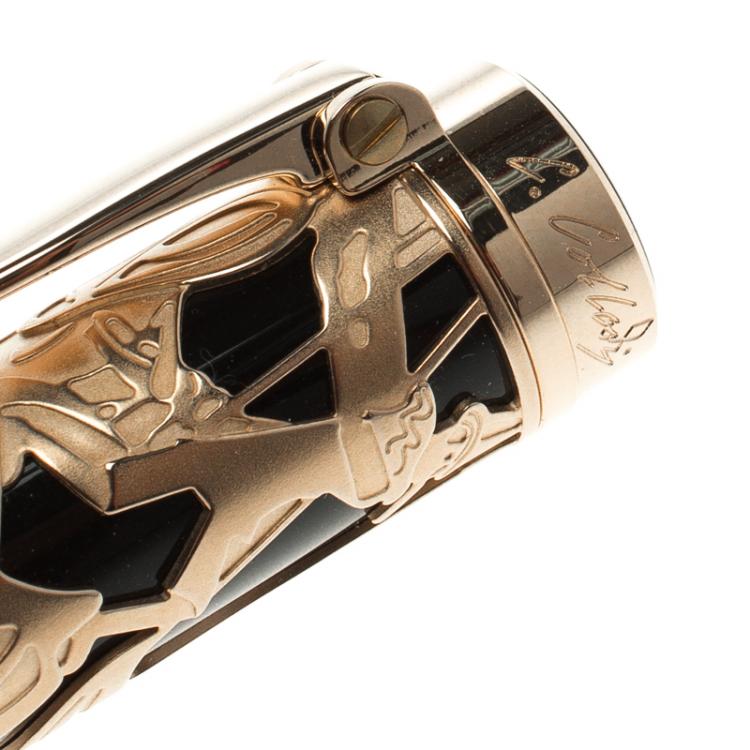 مملوكة مسبقًا Montblanc Carlo Collodi Brown Resin Gold Plated Limited Edition Fountain Pen, with 18k Gold Nib