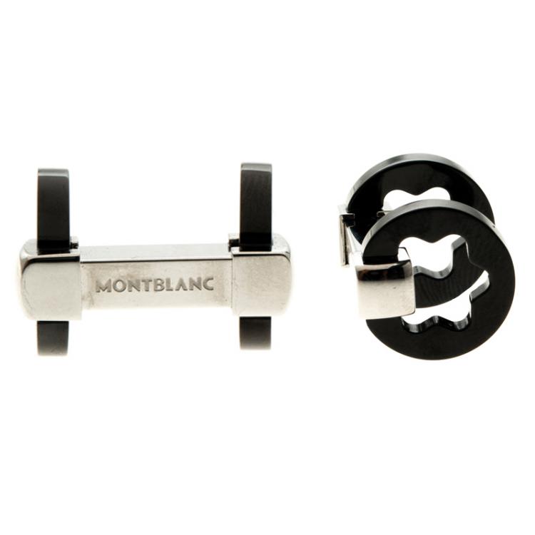 مملوكة مسبقًا Montblanc Black PVD Coated Stainless Steel Star Turn-down Cufflinks