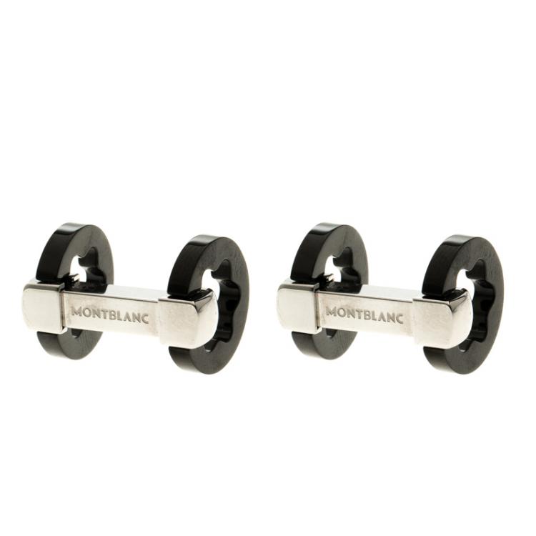 مملوكة مسبقًا Montblanc Black PVD Coated Stainless Steel Star Turn-down Cufflinks