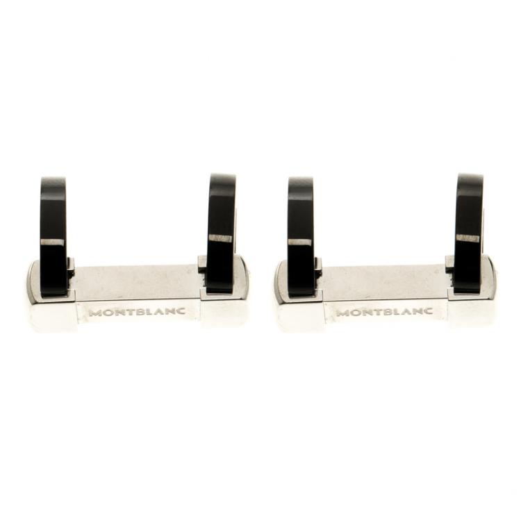 مملوكة مسبقًا Montblanc Black PVD Coated Stainless Steel Star Turn-down Cufflinks