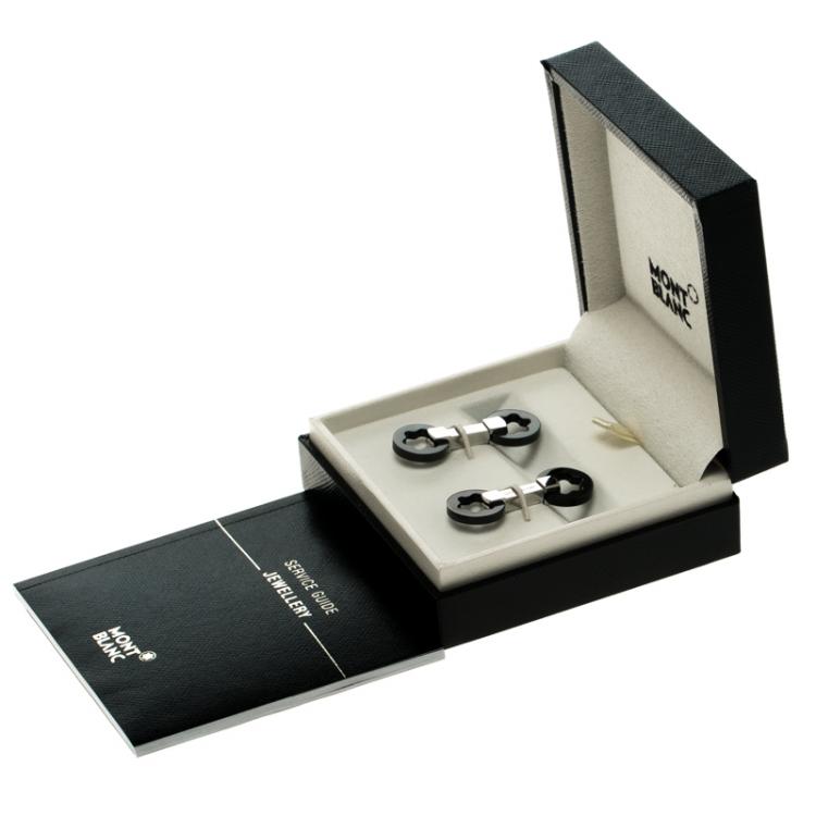 مملوكة مسبقًا Montblanc Black PVD Coated Stainless Steel Star Turn-down Cufflinks