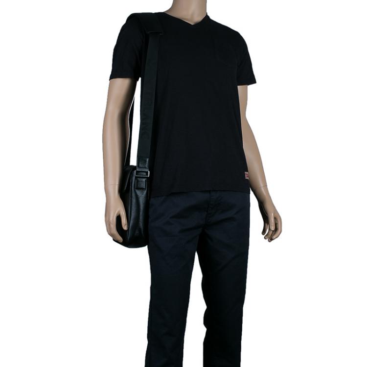 مملوكة مسبقًا Montblanc Black Leather Westhide North South Messenger Bag 