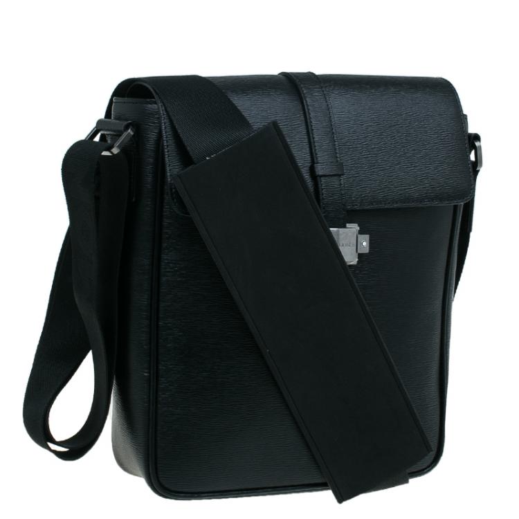 مملوكة مسبقًا Montblanc Black Leather Westhide North South Messenger Bag 