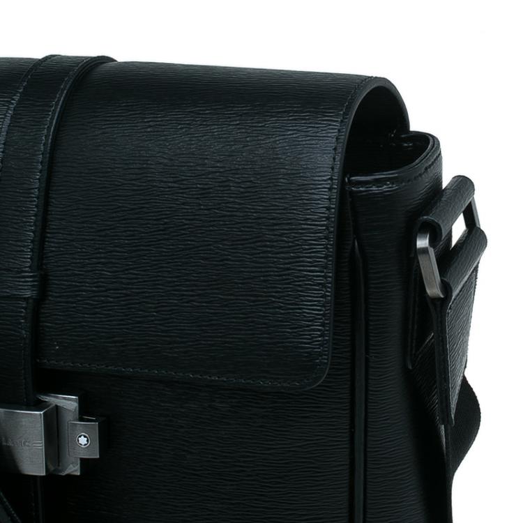 مملوكة مسبقًا Montblanc Black Leather Westhide North South Messenger Bag 