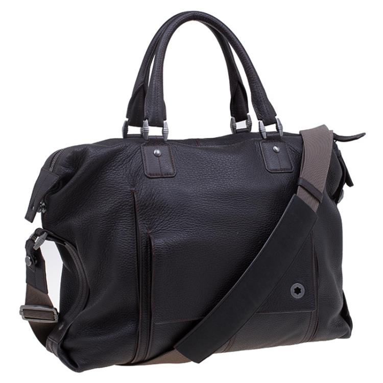 Pre Owned Montblanc Dark Brown Soft Grained Leather Meisterstuck Tote 