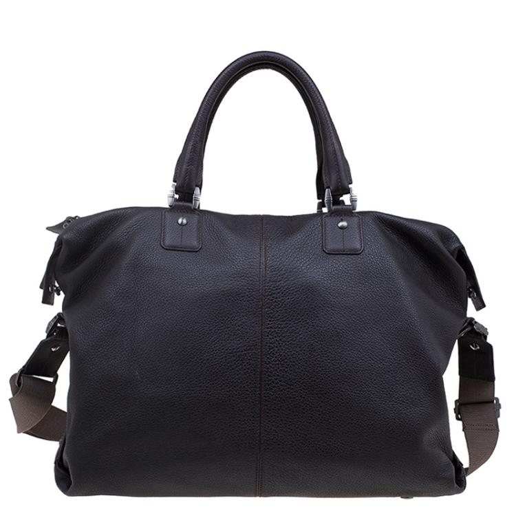 Pre Owned Montblanc Dark Brown Soft Grained Leather Meisterstuck Tote 