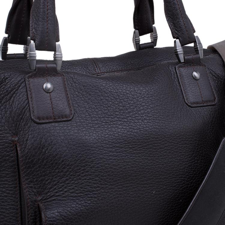 Pre Owned Montblanc Dark Brown Soft Grained Leather Meisterstuck Tote 