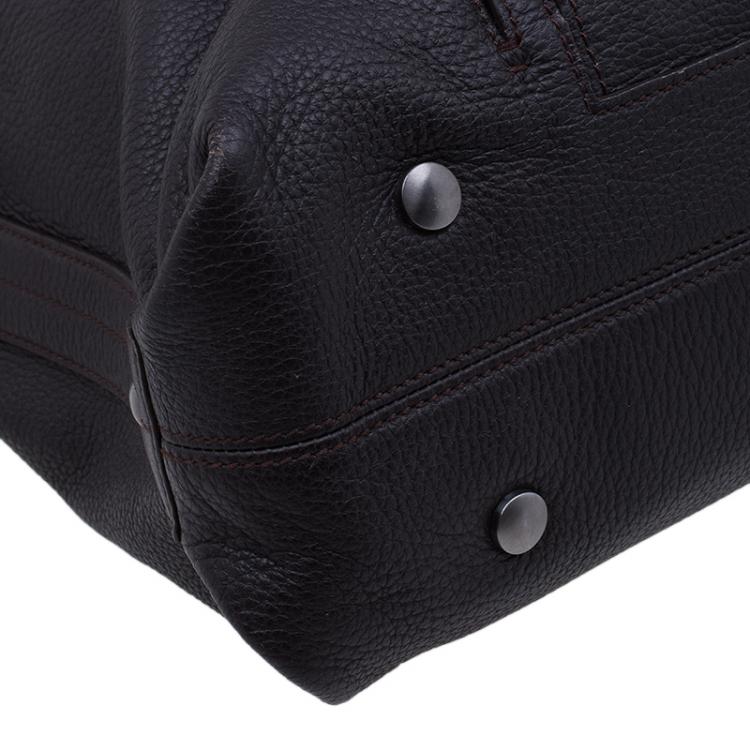 Pre Owned Montblanc Dark Brown Soft Grained Leather Meisterstuck Tote 