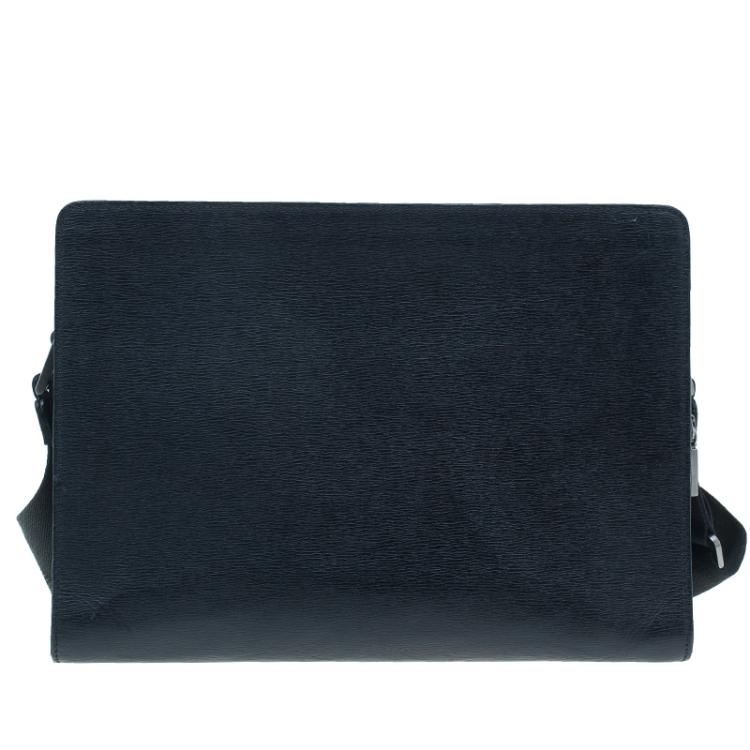Pre Owned Montblanc Black Leather Messenger Bag