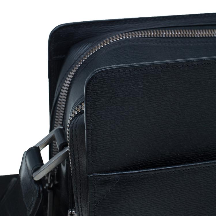 Pre Owned Montblanc Black Leather Messenger Bag