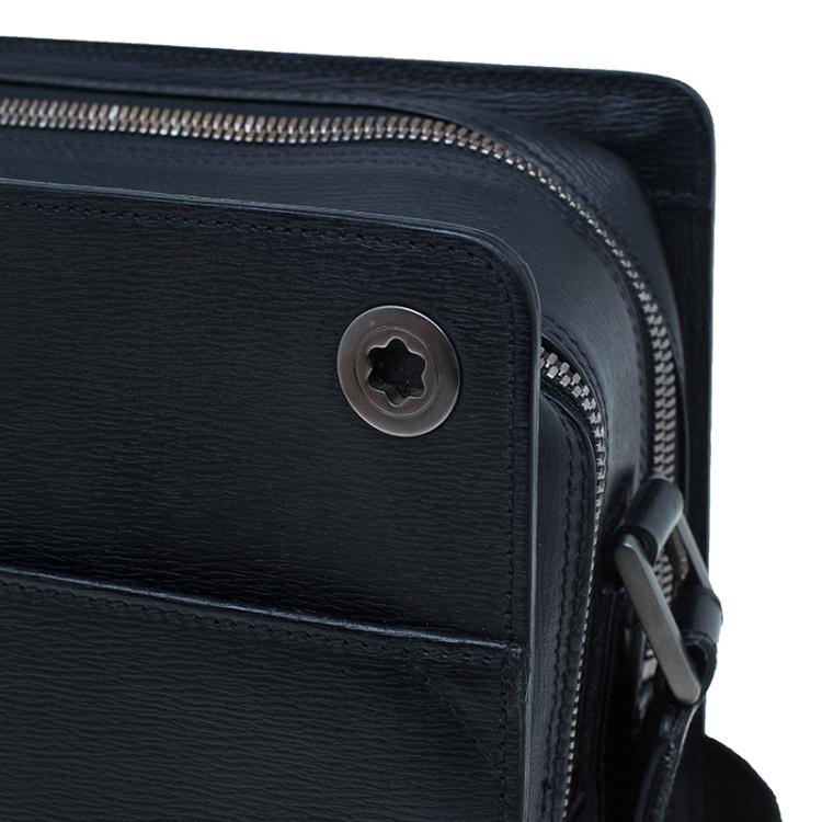 Pre Owned Montblanc Black Leather Messenger Bag
