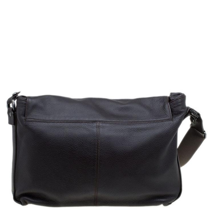 Pre Owned Montblanc Choco Brown Leather Meisterstuck Messenger Bag