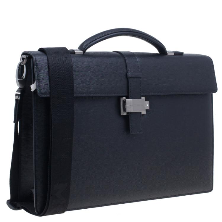 مملوكة مسبقًا Montblanc Black Leather Westside Single Gusset Briefcase