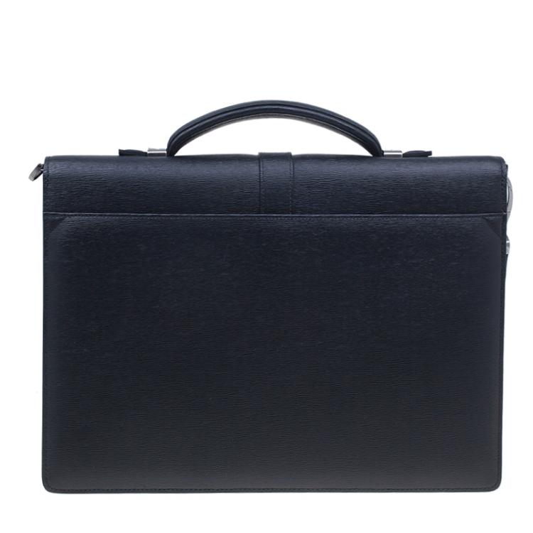 مملوكة مسبقًا Montblanc Black Leather Westside Single Gusset Briefcase