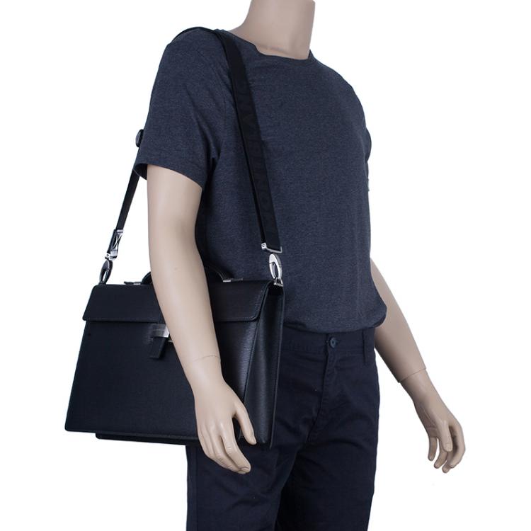 مملوكة مسبقًا Montblanc Black Leather Westside Single Gusset Briefcase