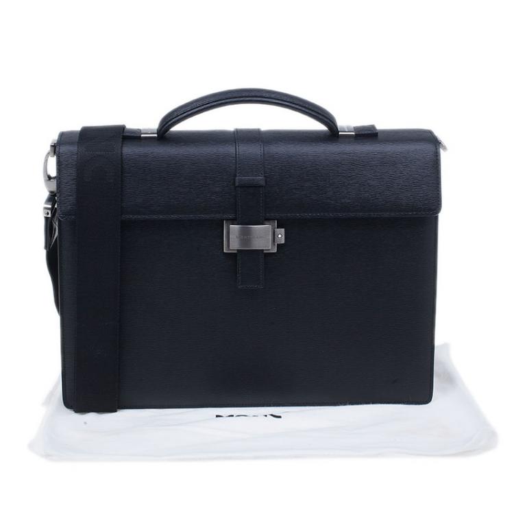 مملوكة مسبقًا Montblanc Black Leather Westside Single Gusset Briefcase
