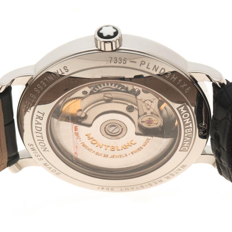 Pre Owned Mont Blanc White Stainless Steel Tradition Men's Wristwatch 36 mm