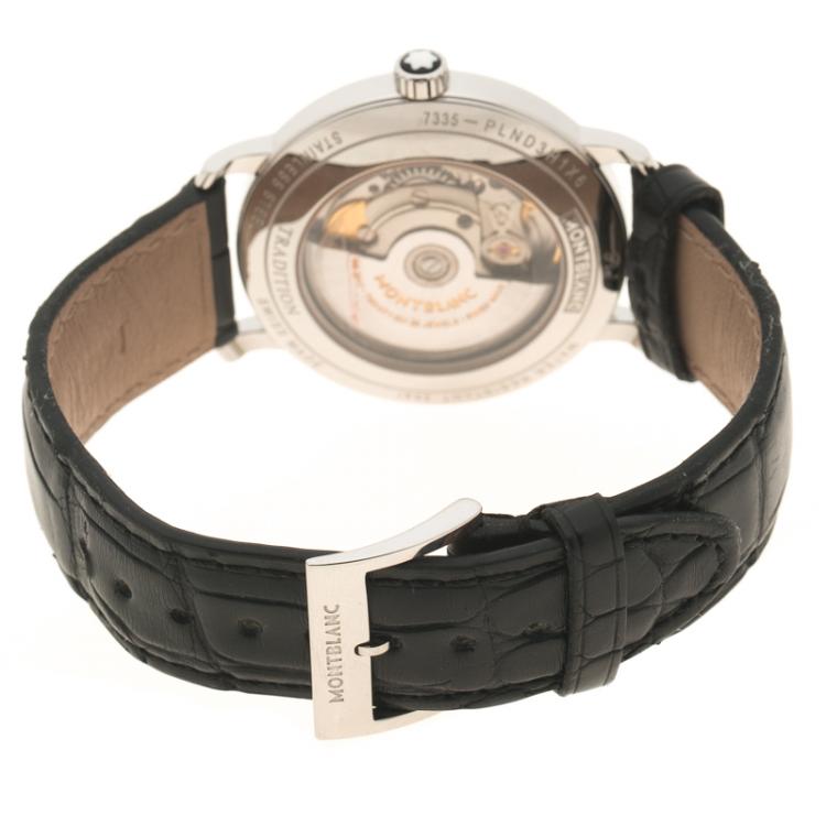 Pre Owned Mont Blanc White Stainless Steel Tradition Men's Wristwatch 36 mm