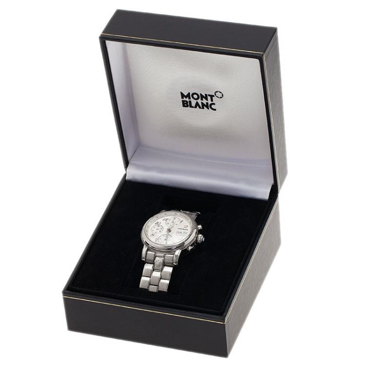 Pre Owned Montblanc Silver Stainless Steel Star Men's Wristwatch 37MM